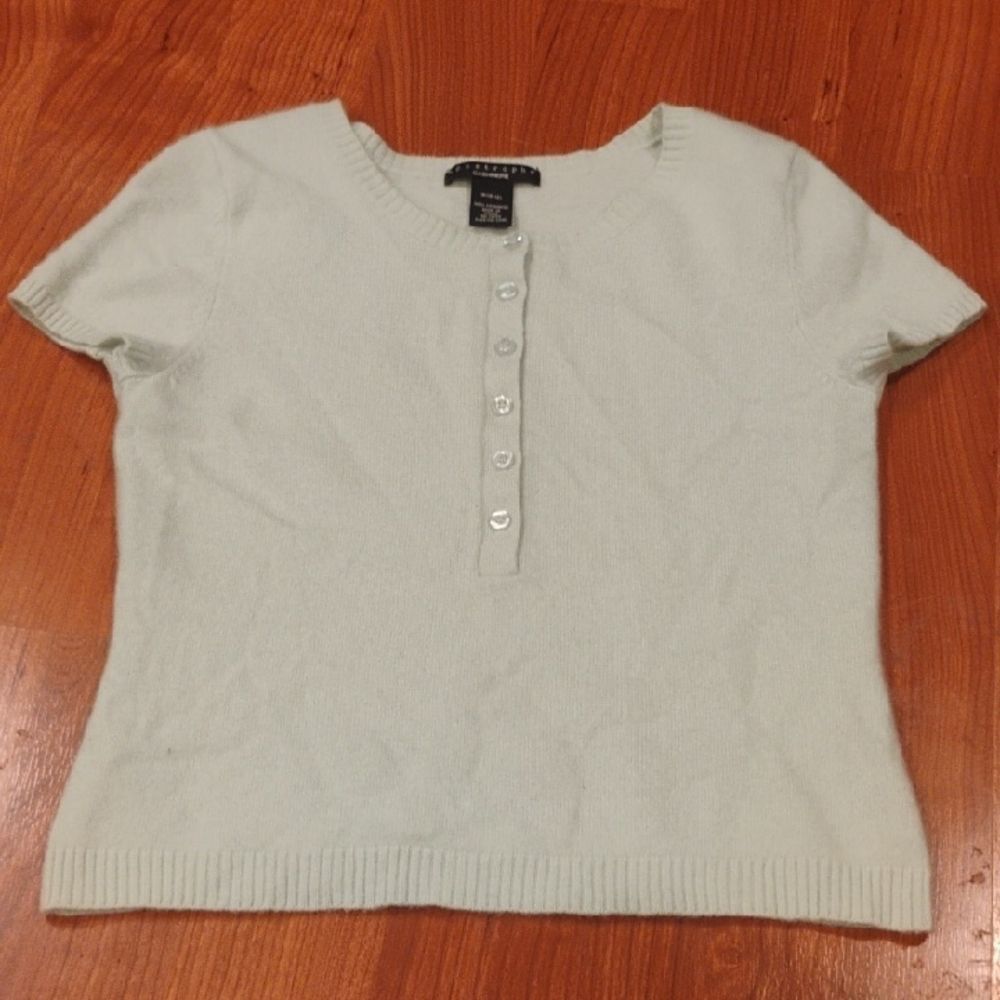 Apostrophe Light Green Buttoned Short Sleeve Tee